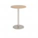 Monza circular poseur table with flat round brushed steel base 800mm - kendal oak MPC800-BS-KO