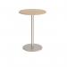 Monza circular poseur table with flat round brushed steel base 800mm - kendal oak