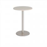 Monza circular poseur table with flat round brushed steel base 800mm - Light Grey MPC800-BS-LG