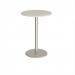 Monza circular poseur table with flat round brushed steel base 800mm - Light Grey MPC800-BS-LG
