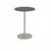 Monza circular poseur table with flat round brushed steel base 800mm - Onyx Grey MPC800-BS-OG