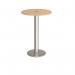 Monza circular poseur table 800mm with central circular cutout 80mm - beech MPC800-CO-BS-B