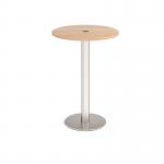 Monza circular poseur table 800mm with central circular cutout 80mm - beech MPC800-CO-BS-B