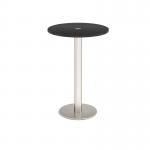 Monza circular poseur table 800mm with central circular cutout 80mm - black MPC800-CO-BS-BK