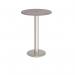 Monza circular poseur table 800mm with central circular cutout 80mm - grey oak MPC800-CO-BS-GO