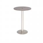 Monza circular poseur table 800mm with central circular cutout 80mm - grey oak MPC800-CO-BS-GO