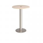 Monza circular poseur table 800mm with central circular cutout 80mm - maple MPC800-CO-BS-M