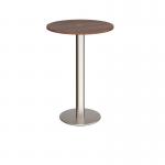 Monza circular poseur table 800mm with central circular cutout 80mm - walnut MPC800-CO-BS-W