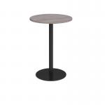 Monza circular poseur table with flat round black base 800mm - grey oak MPC800-K-GO