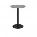 Monza circular poseur table with flat round black base 800mm - grey oak