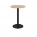 Monza circular poseur table with flat round black base 800mm - kendal oak MPC800-K-KO