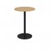 Monza circular poseur table with flat round black base 800mm - oak MPC800-K-O