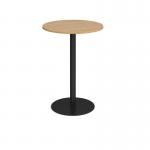 Monza circular poseur table with flat round black base 800mm - oak