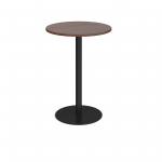 Monza circular poseur table with flat round black base 800mm - walnut MPC800-K-W