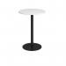 Monza circular poseur table with flat round black base 800mm - white MPC800-K-WH