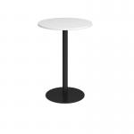 Monza circular poseur table with flat round black base 800mm - white MPC800-K-WH