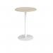 Monza circular poseur table with flat round white base 800mm - made to order MPC800-WH