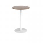 Monza circular poseur table with flat round white base 800mm - barcelona walnut MPC800-WH-BW