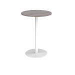 Monza circular poseur table with flat round white base 800mm - grey oak MPC800-WH-GO