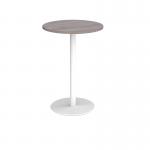 Monza circular poseur table with flat round white base 800mm - grey oak MPC800-WH-GO
