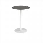 Monza circular poseur table with flat round white base 800mm - Onyx Grey MPC800-WH-OG