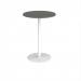 Monza circular poseur table with flat round white base 800mm - Onyx Grey MPC800-WH-OG