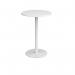 Monza circular poseur table with flat round white base 800mm - white MPC800-WH-WH