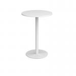 Monza circular poseur table with flat round white base 800mm - white MPC800-WH-WH