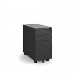 Steel 3 drawer narrow mobile pedestal - black MPN3-K