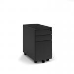 Steel 3 drawer narrow mobile pedestal - black MPN3-K