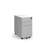 Steel 3 drawer narrow mobile pedestal - silver MPN3-S