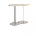 Monza rectangular poseur table with flat round brushed steel bases 1200mm x 800mm - made to order MPR1200-BS