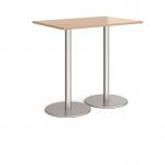 Monza rectangular poseur table with flat round brushed steel bases 1200mm x 800mm - made to order MPR1200-BS