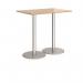 Monza rectangular poseur table with flat round brushed steel bases 1200mm x 800mm - made to order
