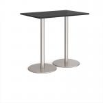 Monza rectangular poseur table with flat round brushed steel bases 1200mm x 800mm - Black MPR1200-BS-BK
