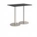 Monza rectangular poseur table with flat round brushed steel bases 1200mm x 800mm - Black MPR1200-BS-BK