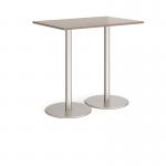 Monza rectangular poseur table with flat round brushed steel bases 1200mm x 800mm - barcelona walnut MPR1200-BS-BW