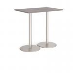 Monza rectangular poseur table with flat round brushed steel bases 1200mm x 800mm - grey oak MPR1200-BS-GO
