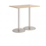 Monza rectangular poseur table with flat round brushed steel bases 1200mm x 800mm - kendal oak MPR1200-BS-KO