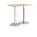 Monza rectangular poseur table with flat round brushed steel bases 1200mm x 800mm - kendal oak