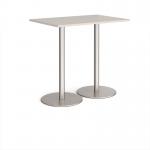 Monza rectangular poseur table with flat round brushed steel bases 1200mm x 800mm - Light Grey MPR1200-BS-LG
