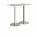 Monza rectangular poseur table with flat round brushed steel bases 1200mm x 800mm - Light Grey MPR1200-BS-LG