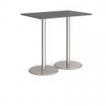 Monza rectangular poseur table with flat round brushed steel bases 1200mm x 800mm - Onyx Grey MPR1200-BS-OG