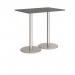 Monza rectangular poseur table with flat round brushed steel bases 1200mm x 800mm - Onyx Grey MPR1200-BS-OG