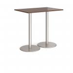 Monza rectangular poseur table with flat round brushed steel bases 1200mm x 800mm - walnut MPR1200-BS-W