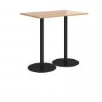Monza rectangular poseur table with flat round black bases 1200mm x 800mm - beech MPR1200-K-B