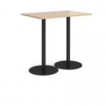 Monza rectangular poseur table with flat round black bases 1200mm x 800mm - kendal oak MPR1200-K-KO