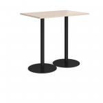 Monza rectangular poseur table with flat round black bases 1200mm x 800mm - maple