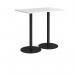 Monza rectangular poseur table with flat round black bases 1200mm x 800mm - white MPR1200-K-WH