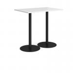 Monza rectangular poseur table with flat round black bases 1200mm x 800mm - white MPR1200-K-WH